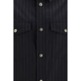 Versace Black Wool Oves Aries Pattern Shirt
