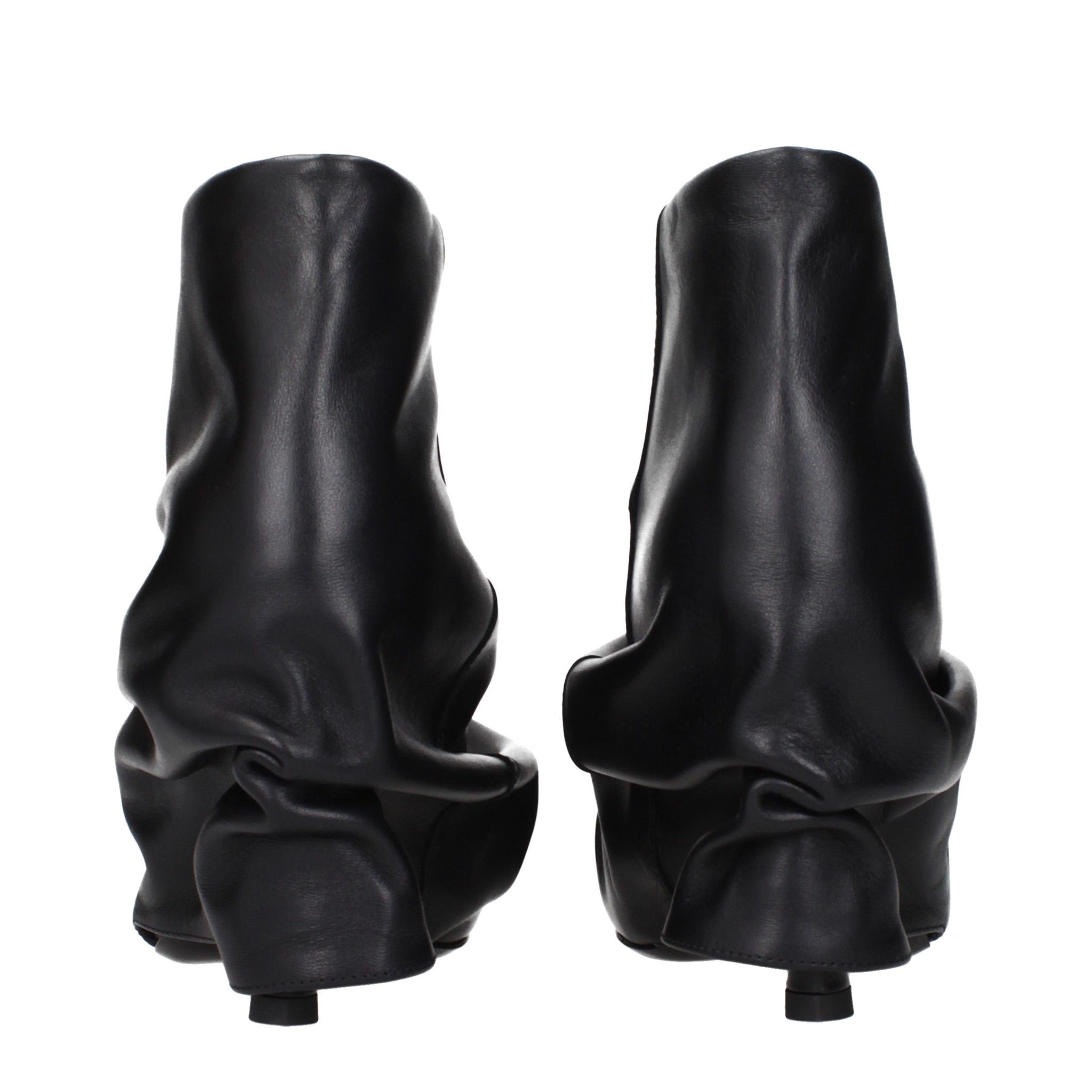 The Attico Black Leather Ankle Boots