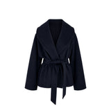 Max Mara Blue Virgin Wool Full-Length Jacket