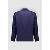 Autore Navy Blue Linen Full-Length Jacket