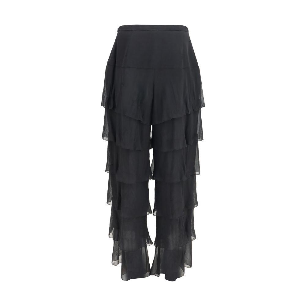 Valentino Garavani Black Silk Casual Pants