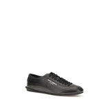 Dolce & Gabbana Black Calf Leather Bos Taurus Low Top Sneakers