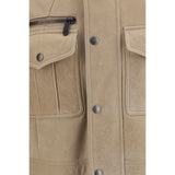 Brunello Cucinelli Beige Lambskin Full-Length Jacket