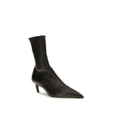 Khaite Black Calf Leather Bos Taurus Ankle Boots