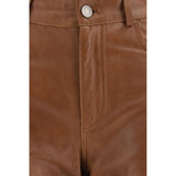 Haikure Brown Lambskin Flared Pants