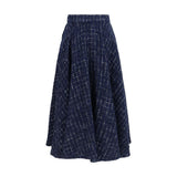 Sara Roka Blue Polyester Long Skirt