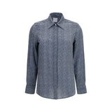 Sara Roka Blue Silk Pattern Shirt