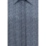 Sara Roka Blue Silk Pattern Shirt