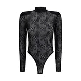 Nissa Black Nylon Bodysuit