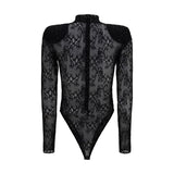 Nissa Black Nylon Bodysuit