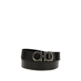 Ferragamo Black Calf Leather Bos Taurus Regular Belt