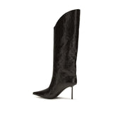 LE SILLA Black Calf Leather Bos Taurus High Heel Boots