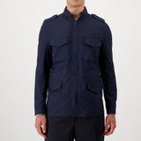 Autore Navy Blue Cotton Full-Length Jacket