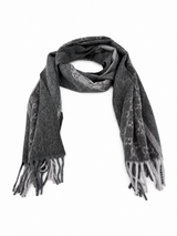 Gucci Monogram Charcoal Grey Cashmere & Wool Scarf with Fringe