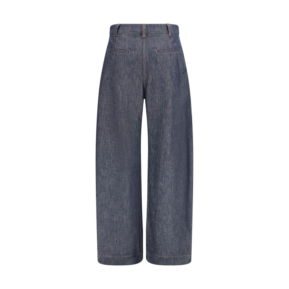 Brunello Cucinelli Blue Cotton High-Waisted Jean
