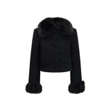 Self-Portrait Black Wool Oves Aries Full-Length Jacket