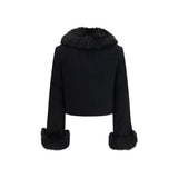 Self-Portrait Black Wool Oves Aries Full-Length Jacket