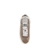 Miu Miu Beige Calf Leather Bos Taurus Low Top Sneakers