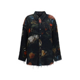R13 Black Cotton Pattern Shirt