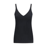 Brunello Cucinelli Black Cotton Sleeveles T-Shirt