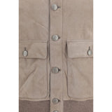 Brunello Cucinelli Beige Calf Leather Bos Taurus Full-Length Jacket