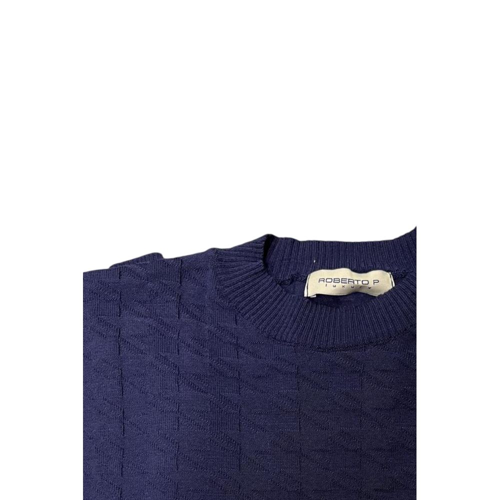 Roberto Pepe Luxury Blue Wool Men Sweater