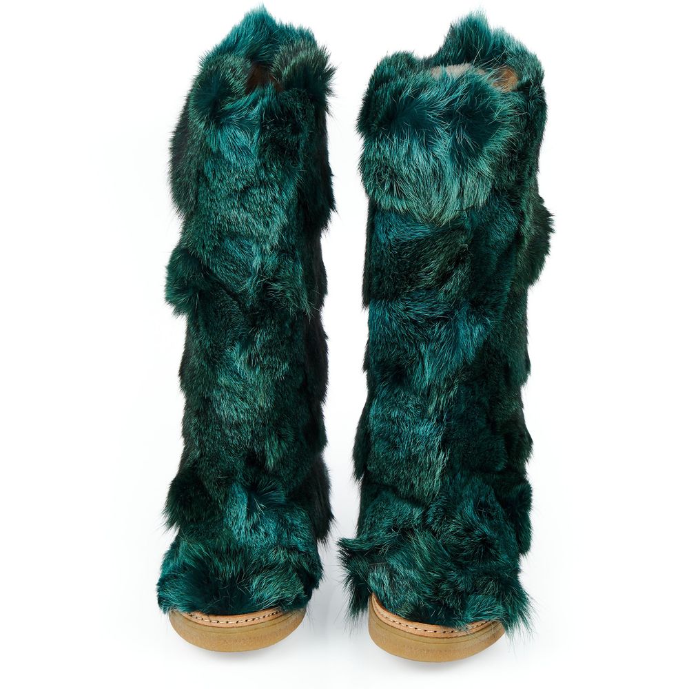 Mr&Mrs Italy Teal Fur Women's Shoe