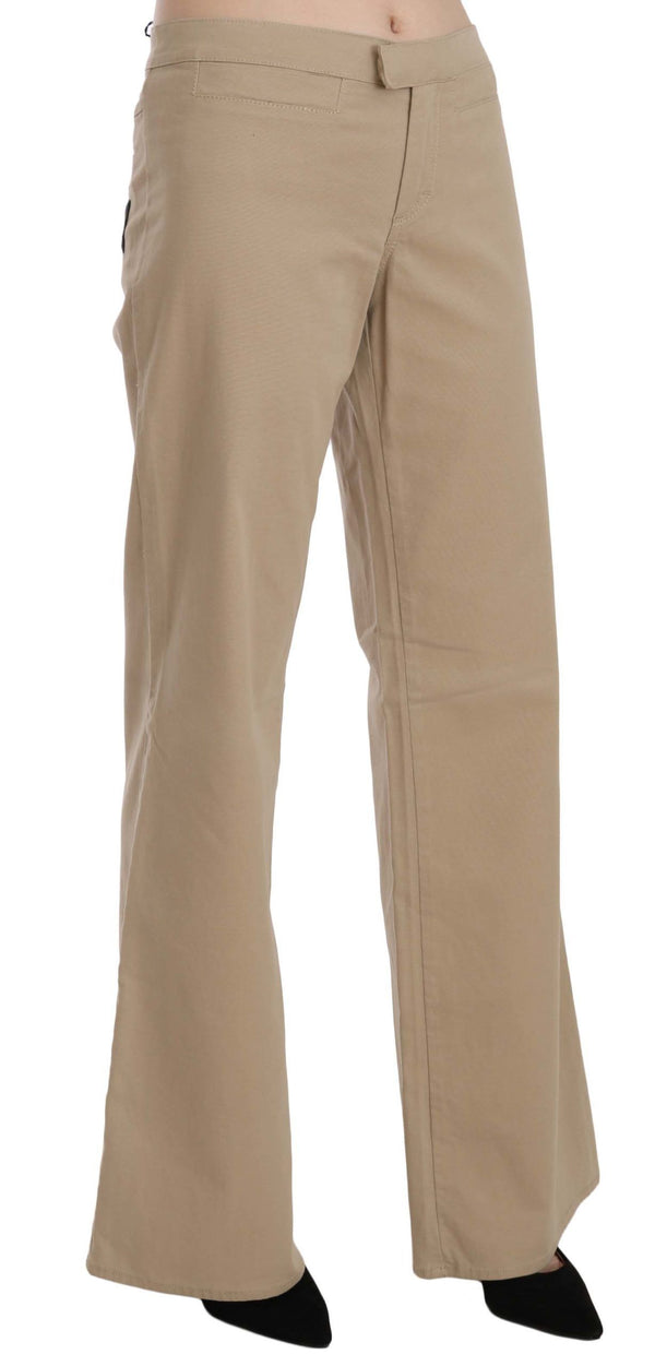 Pantaloni di lusso svasati a vita media beige