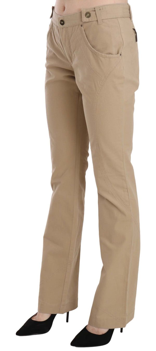 Pantaloni a vita media beige a gamba dritta