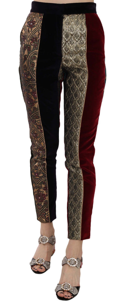 Elegant Multicolor Jacquard Cropped Pants