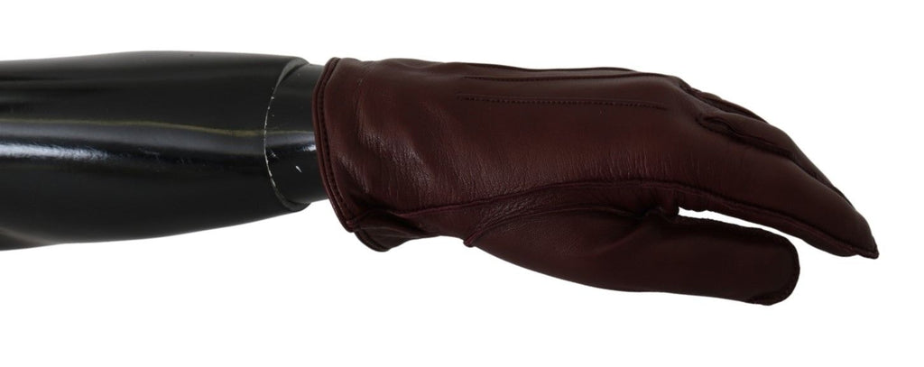 Elegant Maroon Wrist-Length Lambskin Gloves