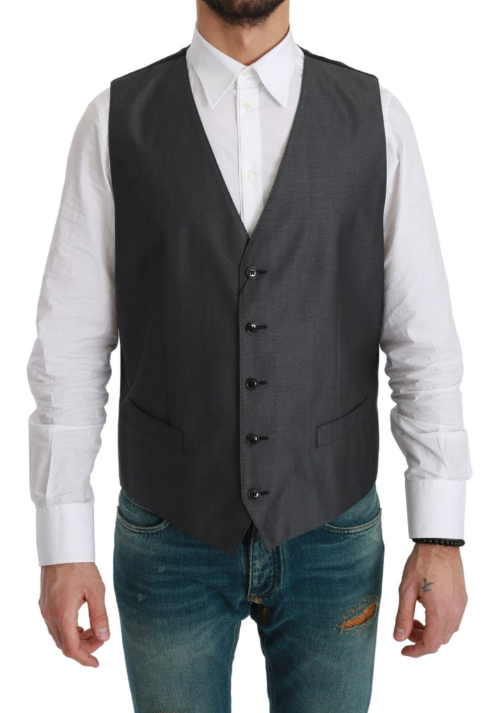 Elegante gilet grigio in misto lana