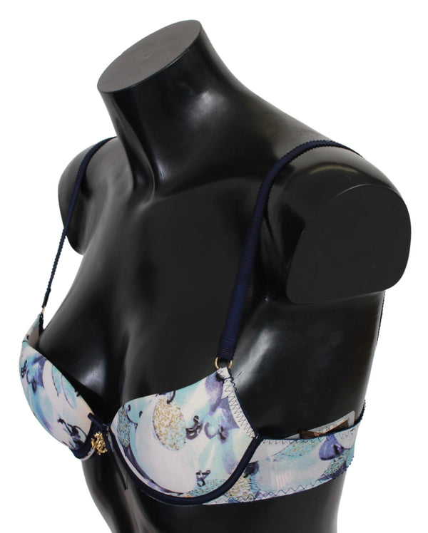 Elegant Push-Up Bra in Blue Print