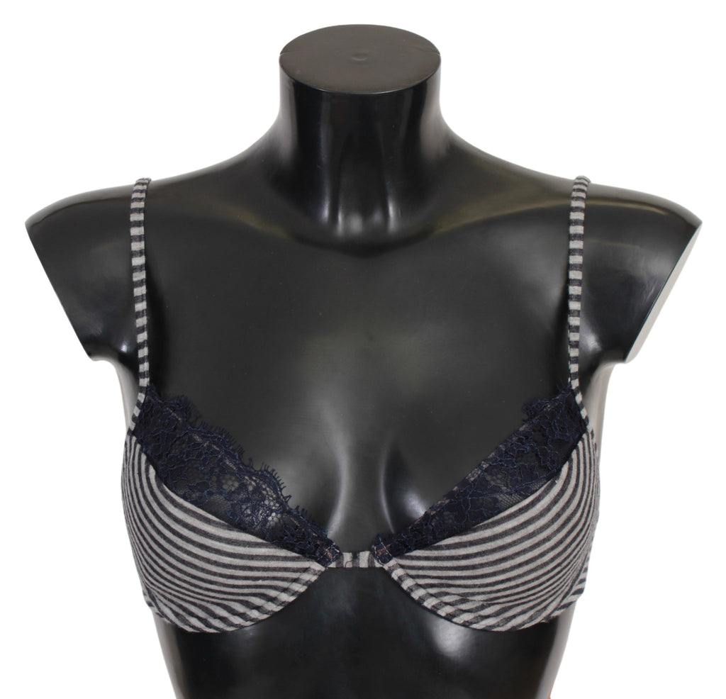 Reggiseno in pizzo blu a righe