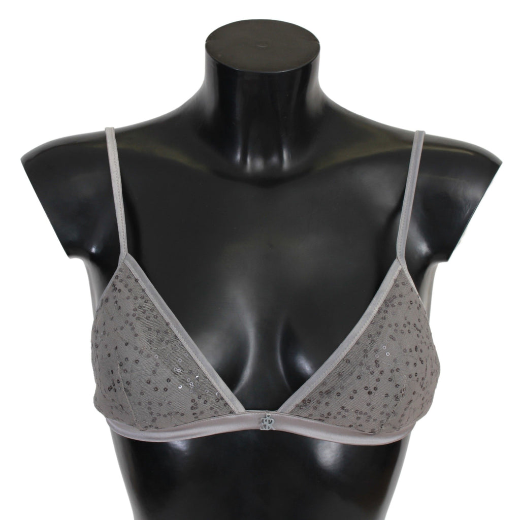 Reggiseno Triangolo grigio con paillettes Intimo di lusso