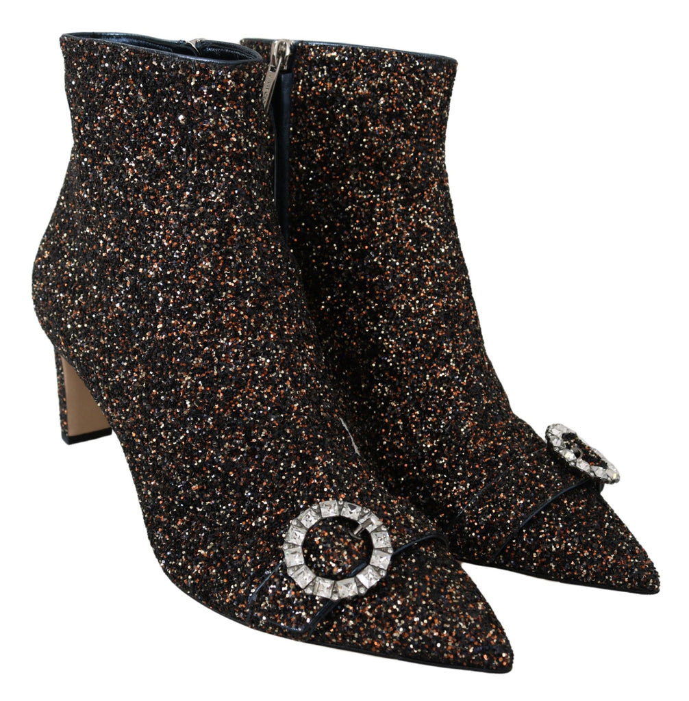 【JIMMY CHOO】Hanover 65 装飾付き スエード アンクルブーツ Jimmy Choo Mix Fabric Glitter Leather Hanover 65 New Releases