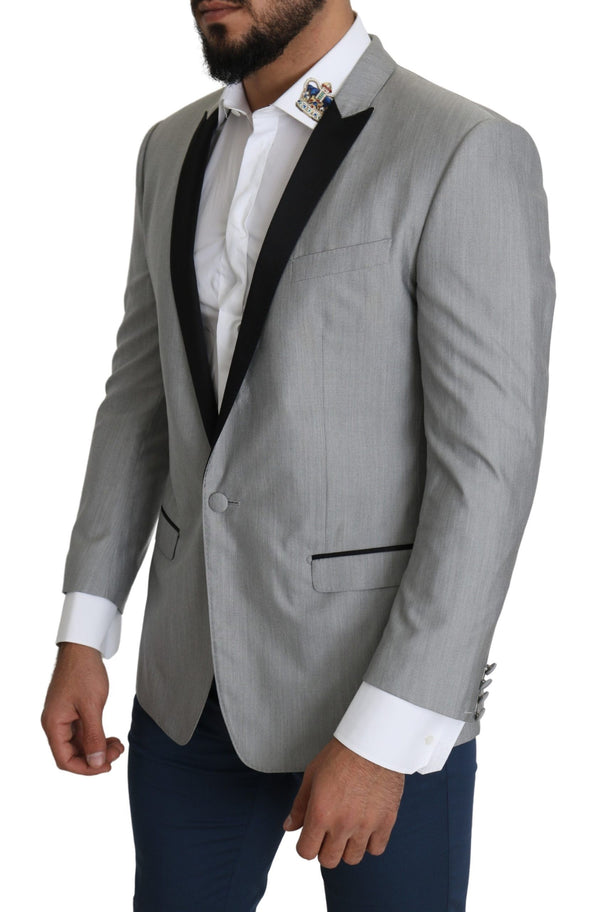 Blazer elegante in misto seta grigio chiaro