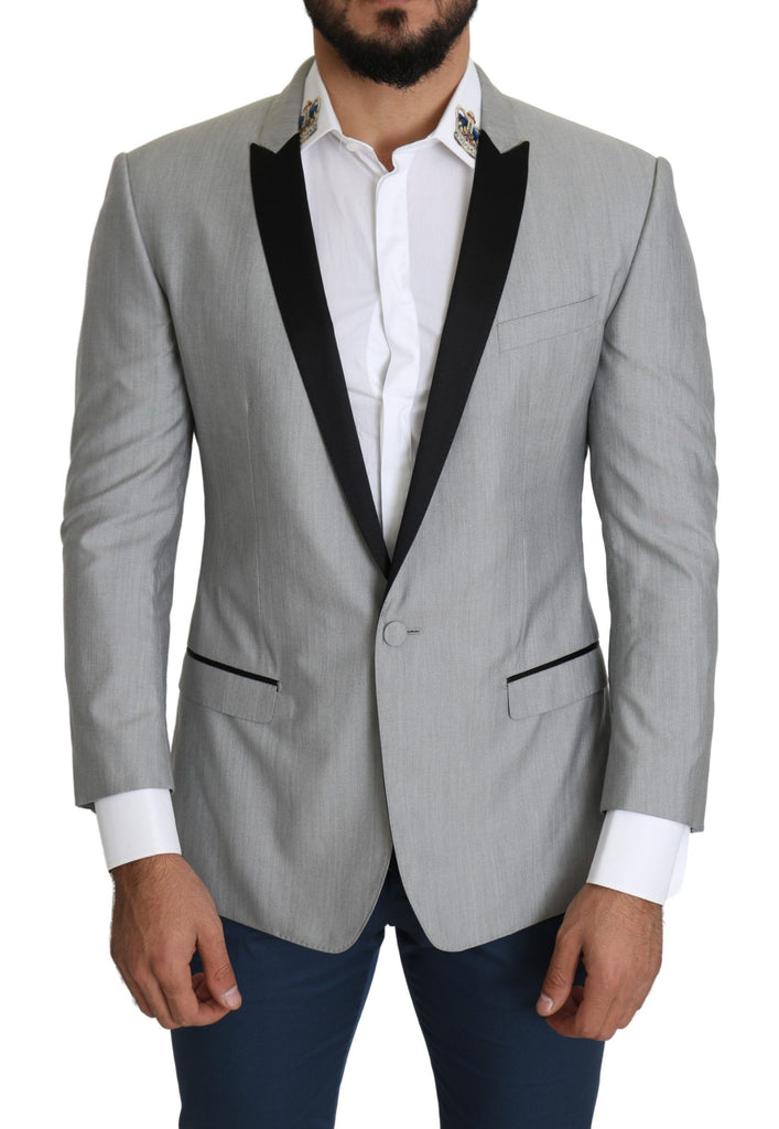 Blazer elegante in misto seta grigio chiaro