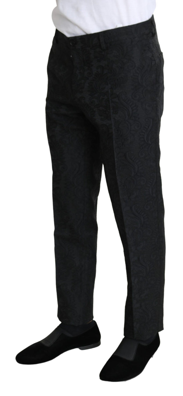 Pantaloni eleganti in broccato floreale