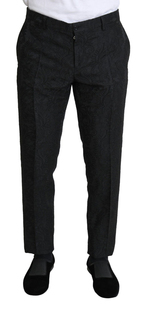 Pantaloni eleganti in broccato floreale