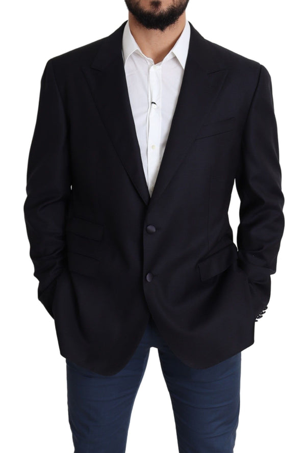 Elegant Black Virgin Wool Men's Blazer