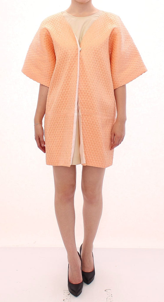 Chic Pink Silk-Blend Short Sleeve Coat