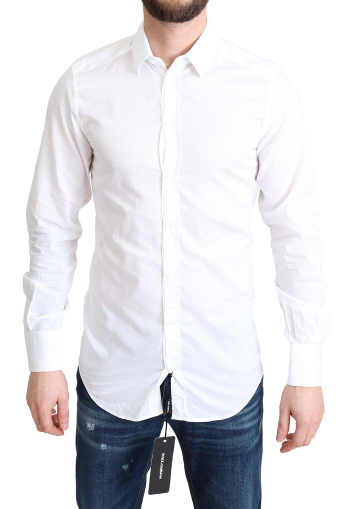 Camicia elegante in cotone bianco dal taglio slim