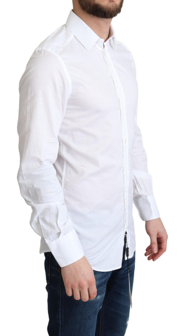 Camicia elegante in cotone bianco dal taglio slim