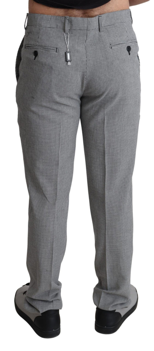 Elegant Checkered Wool Formal Trousers