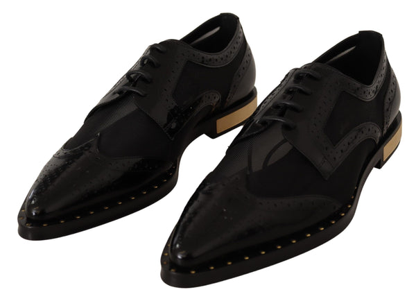 Elegant Gold-Trimmed Black Oxford Lace-Ups