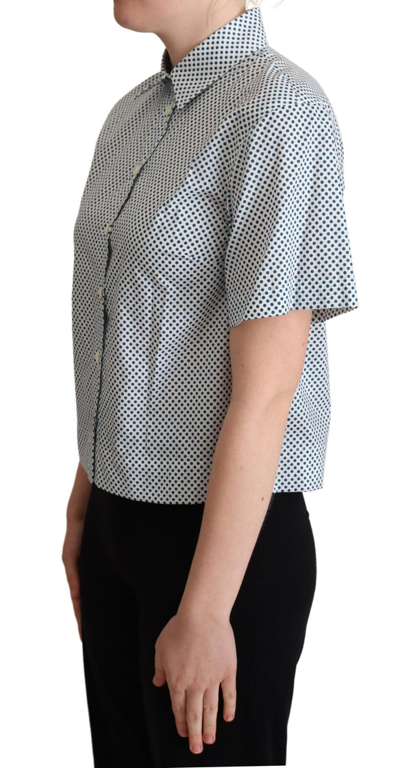 Elegant Polka Dot Cotton Polo Shirt