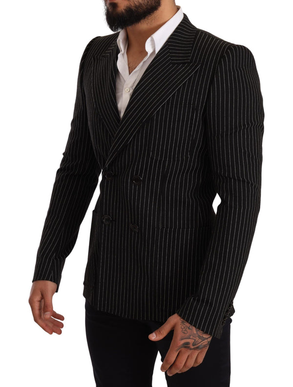 Elegant Striped Wool Blazer with Silk Lining