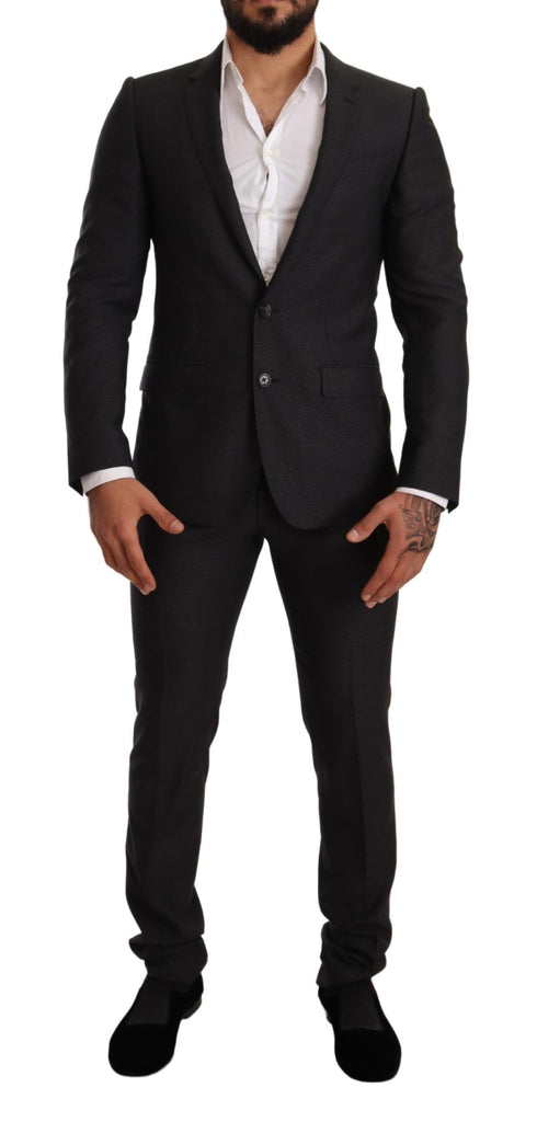 Elegant Gray Martini Wool Suit