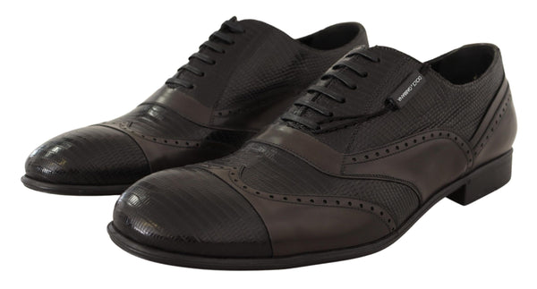 Scarpe Oxford eleganti in pelle di lucertola marrone